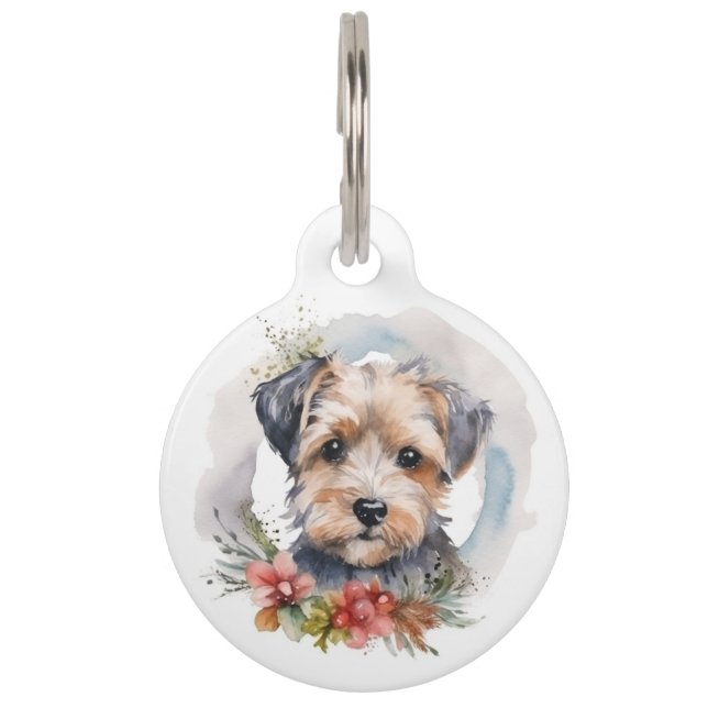 Yorkipoo Christmas Wreath Festive Pup Haustiermarke (Rückseite)
