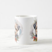 Yorkipoo Christmas Wreath Festive Pup Kaffeetasse (Mittel)