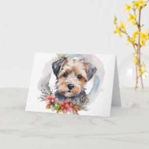 Yorkipoo Christmas Wreath Festive Pup Karte