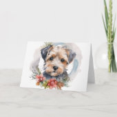 Yorkipoo Christmas Wreath Festive Pup Karte (Vorderseite)