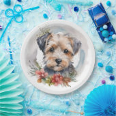 Yorkipoo Christmas Wreath Festive Pup Pappteller (Party)
