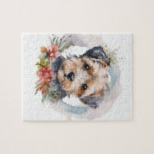 Yorkipoo Christmas Wreath Festive Pup Puzzle (Horizontal)