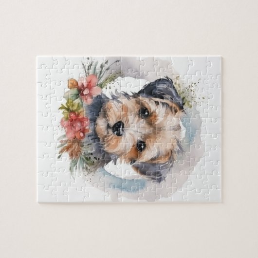 Yorkipoo Christmas Wreath Festive Pup Puzzle (Horizontal)