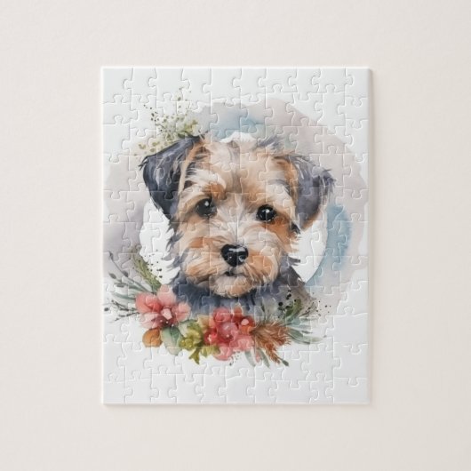Yorkipoo Christmas Wreath Festive Pup Puzzle (Vertikal)