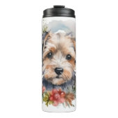 Yorkipoo Christmas Wreath Festive Pup Thermosbecher (Vorderseite)