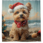 Yorkipoo Dog Christmas Vintag Beach Duschvorhang (Vorderseite)
