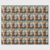 Yorkipoo Dog Christmas Vintag Beach Geschenkpapier (Flach)