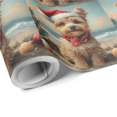 Yorkipoo Dog Christmas Vintag Beach Geschenkpapier (Rolleneckpunkt)