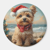 Yorkipoo Dog Christmas Vintag Beach Magnet (Vorne)