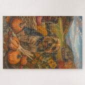 Yorkipoo Dog Herbsternte Erntedank Puzzle (Horizontal)