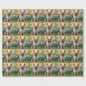 Yorkipoo Dog Spring Flowers Malerei Geschenkpapier (Flach)