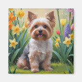 Yorkipoo Dog Spring Flowers Malerei Magnet (Vorne)