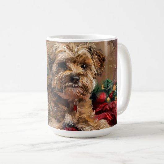 Yorkipoo Dog Weihnachtsfest Kaffeetasse (VorderseiteRechts)