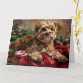 Yorkipoo Dog Weihnachtsfest Karte (Gelbe Blume)