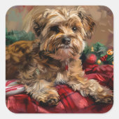 Yorkipoo Dog Weihnachtsfest Quadratischer Aufkleber (Vorderseite)
