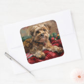 Yorkipoo Dog Weihnachtsfest Quadratischer Aufkleber (Umschlag)