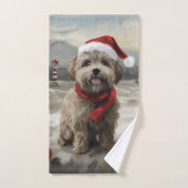 Yorkipoo Dog zu Weihnachten im Schnee Badhandtuch Set (Handtuch)