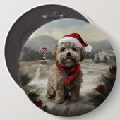 Yorkipoo Dog zu Weihnachten im Schnee Button (Vorne & Hinten)
