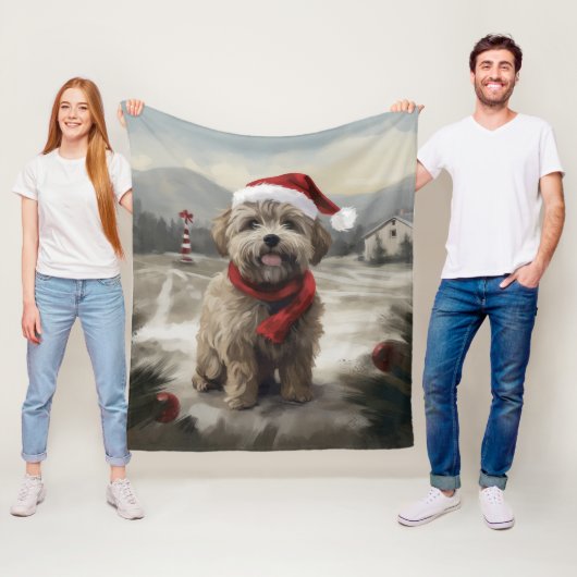 Yorkipoo Dog zu Weihnachten im Schnee Fleecedecke (Beispiel)