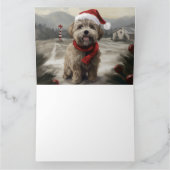 Yorkipoo Dog zu Weihnachten im Schnee Karte (Innenseite)