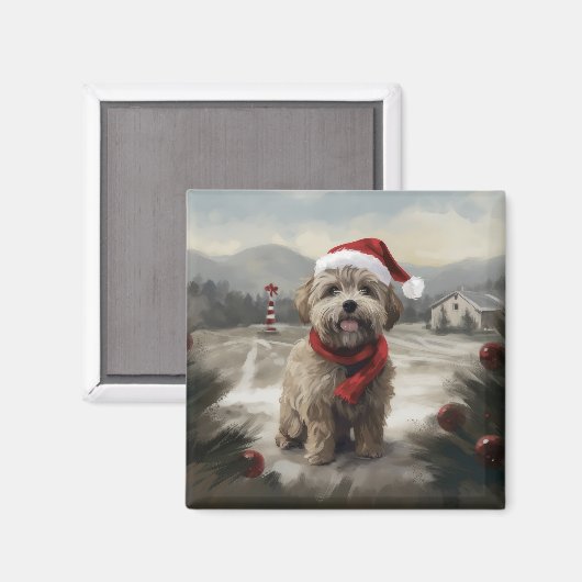 Yorkipoo Dog zu Weihnachten im Schnee Magnet (Vorderseite/Rückseite)