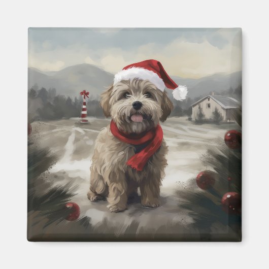 Yorkipoo Dog zu Weihnachten im Schnee Magnet (Vorne)