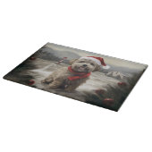 Yorkipoo Dog zu Weihnachten im Schnee Schneidebrett (Ecke)