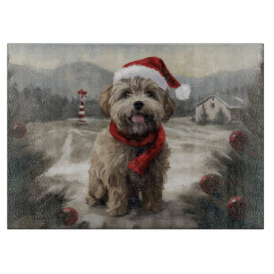 Yorkipoo Dog zu Weihnachten im Schnee Schneidebrett