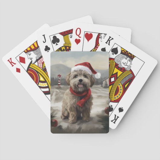 Yorkipoo Dog zu Weihnachten im Schnee Spielkarten (Rückseite)