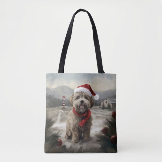 Yorkipoo Dog zu Weihnachten im Schnee Tasche (Vorderseite)