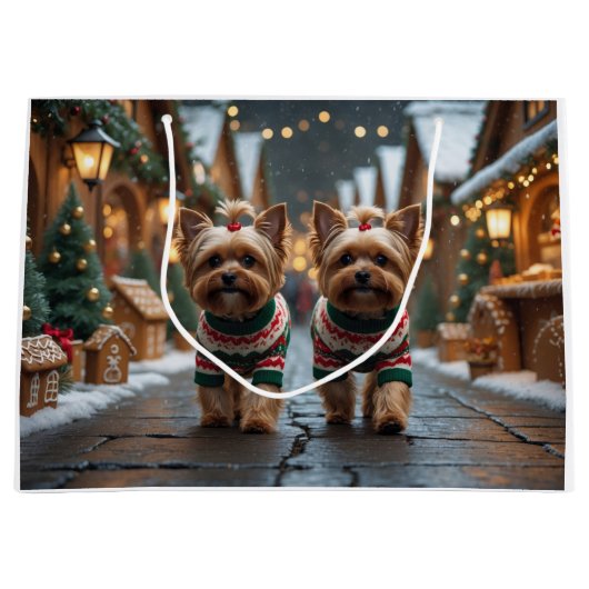 Yorkipoo Dogs Christmas Snow Holiday Große Geschenktüte (Vorderseite)