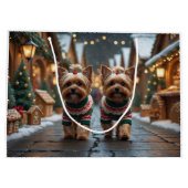Yorkipoo Dogs Christmas Snow Holiday Große Geschenktüte (Rückseite)