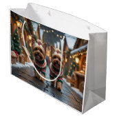Yorkipoo Dogs Christmas Snow Holiday Große Geschenktüte (Rückseite Schrägansicht)