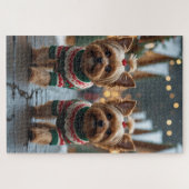 Yorkipoo Dogs Christmas Snow Holiday Puzzle (Horizontal)
