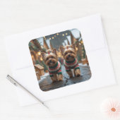 Yorkipoo Dogs Christmas Snow Holiday Quadratischer Aufkleber (Umschlag)