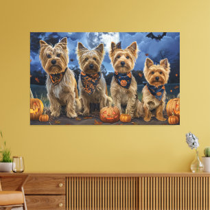 Yorkipoo Halloween Gruselig  Leinwanddruck