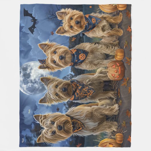 Yorkipoo Halloween Spooky Fleecedecke (Vorderseite)