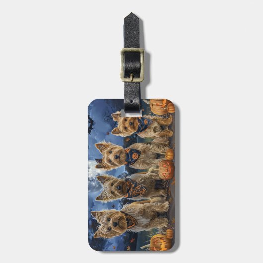 Yorkipoo Halloween Spooky Gepäckanhänger (Vorderseite vertikal)