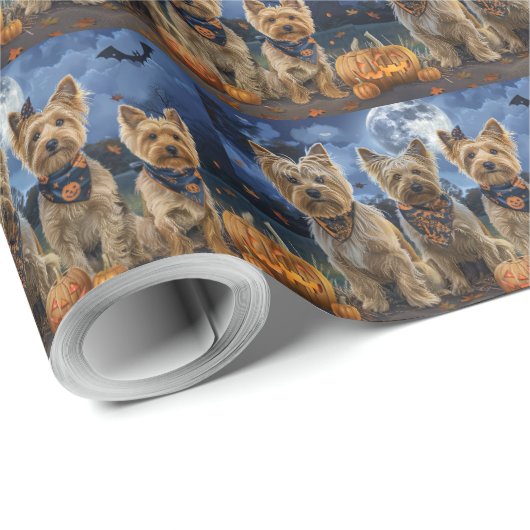 Yorkipoo Halloween Spooky Geschenkpapier (Rolleneckpunkt)