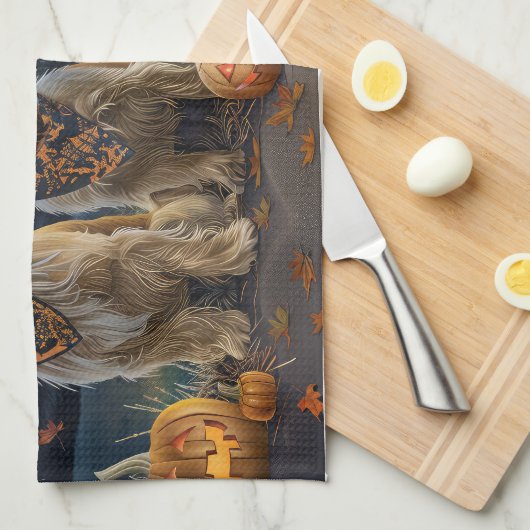 Yorkipoo Halloween Spooky Geschirrtuch (Viertel Falte)