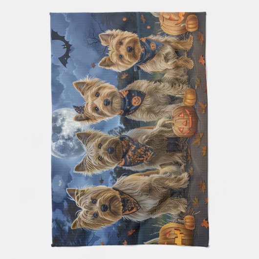 Yorkipoo Halloween Spooky Geschirrtuch (Vertikal)