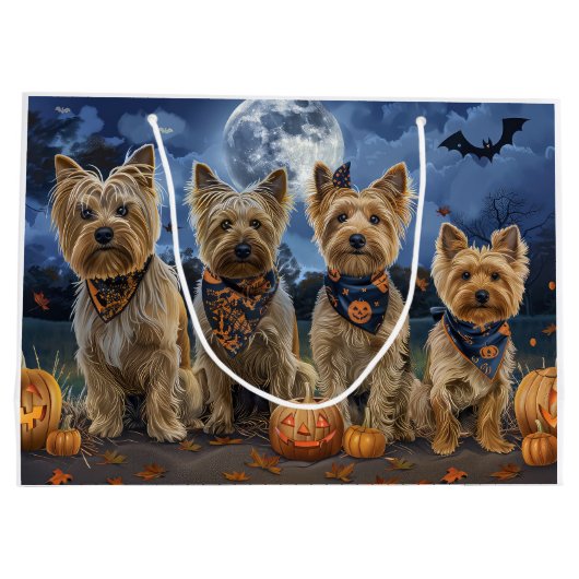 Yorkipoo Halloween Spooky Große Geschenktüte (Rückseite)