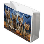 Yorkipoo Halloween Spooky Große Geschenktüte (Vorderseite Schrägansicht)