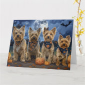 Yorkipoo Halloween Spooky Karte (Gelbe Blume)