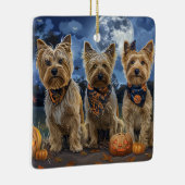 Yorkipoo Halloween Spooky Keramikornament (Rechts)
