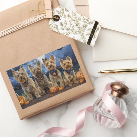 Yorkipoo Halloween Spooky Rechteckiger Aufkleber (Schenken)