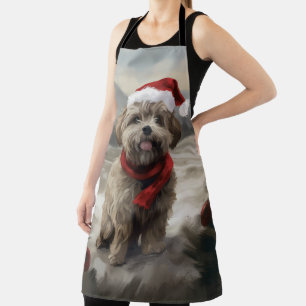 Yorkipoo Hund im Schnee Weihnachten Schürze