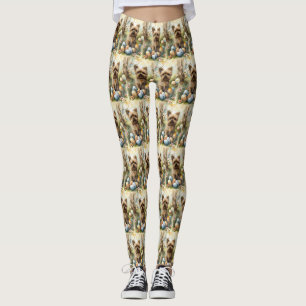 Yorkipoo-Hund mit Ostereiern Feiertag Leggings