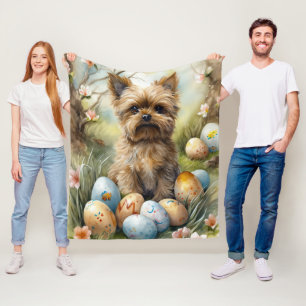 Yorkipoo Hund mit Ostereiern Urlaub Fleecedecke