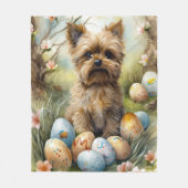 Yorkipoo Hund mit Ostereiern Urlaub Fleecedecke (Vorderseite)